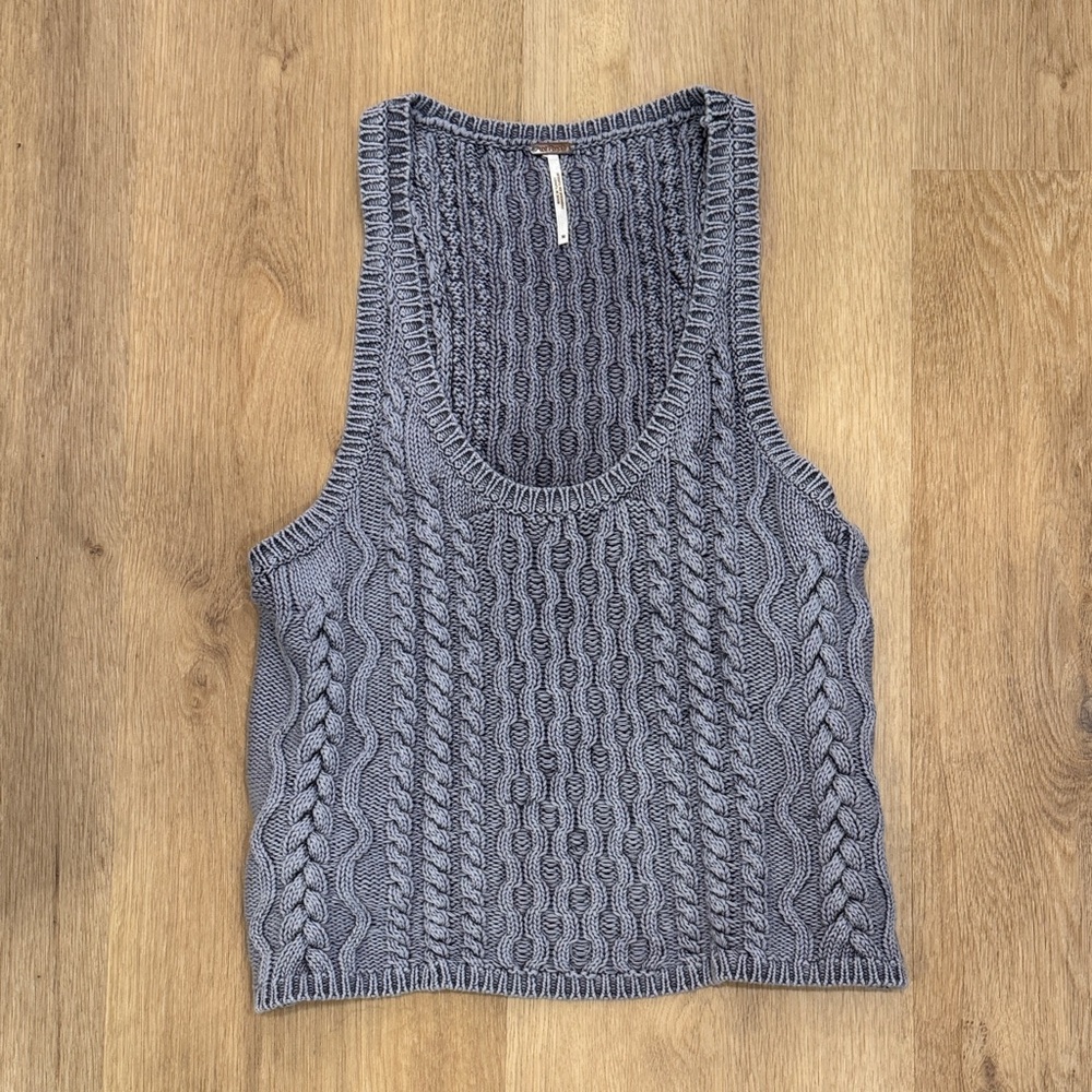 Free people Women's Cable Knit Tank Top - blue
